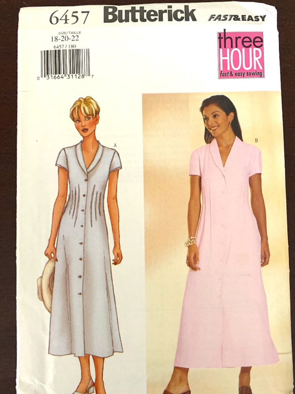 Vintage Uncut Butterick #6457 in sizes (18,20,22) Misses/Petite Dress
